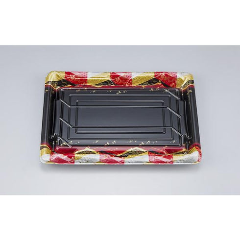 【蓋付き】SF鮨板35(菱紋赤) 【本体50枚・蓋50枚セット】